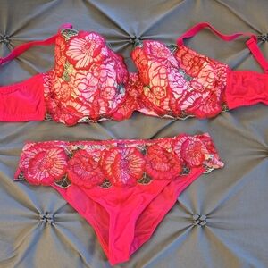 Adore Me Pink Floral Lace Set